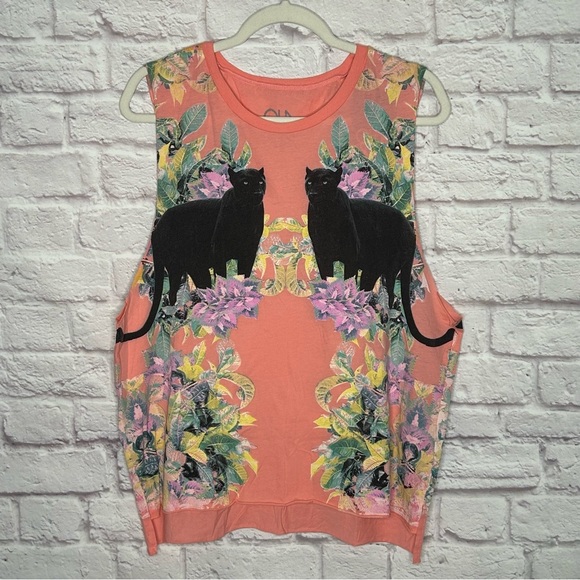 Chaser Floral Panther Print Tank Top NWT - Picture 3 of 13